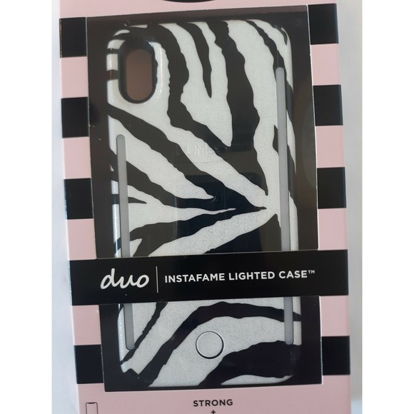 New LuMee Duo Zebra Glitter Print Illuminating Case For iPhone XS Max - Picture 2 of 4